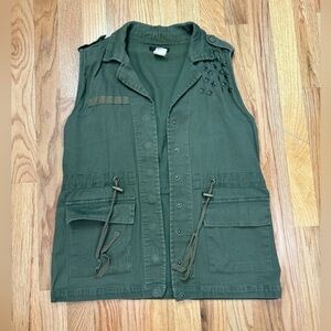 Vintage Fire Los Angeles Women’s Military Green Studded Vest Size Small